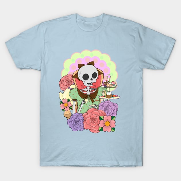 Skeleton Tea Party T-Shirt by cousinbunny